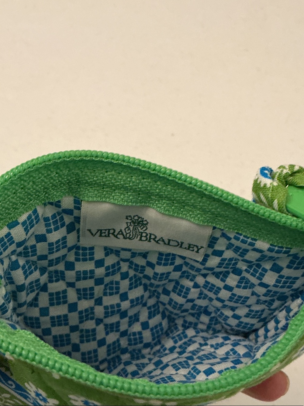 Vera Bradley Green Floral Quilted Coin Purse with Blue Accents - Picture 3 of 3